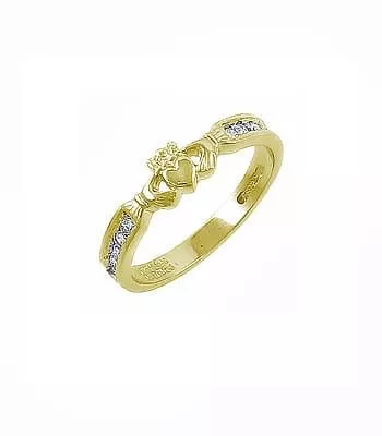 14k Yellow Gold Claddagh Wedding Ring With Diamond 1 1...