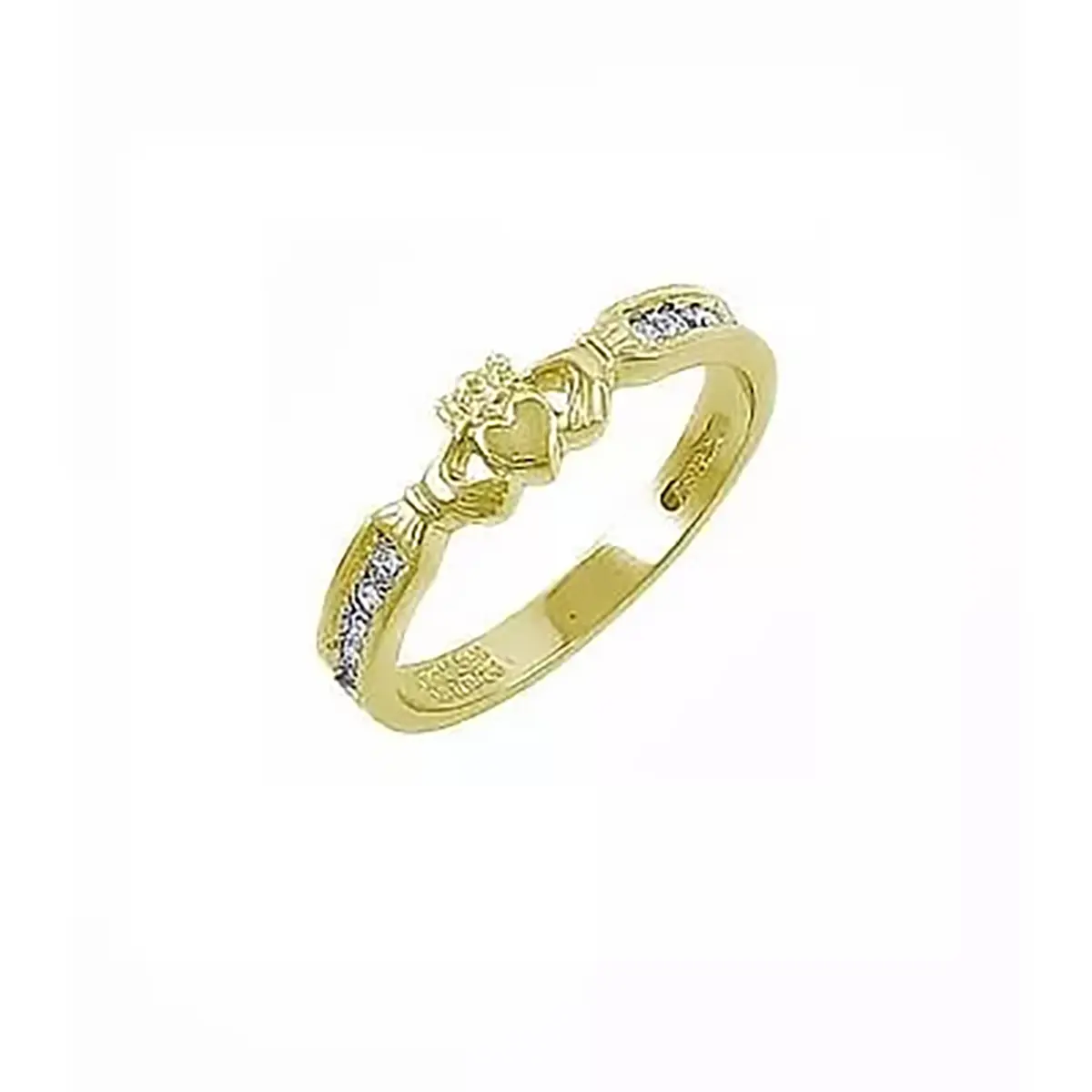 14k_Yellow Gold Claddagh Wedding Ring With Diamond
