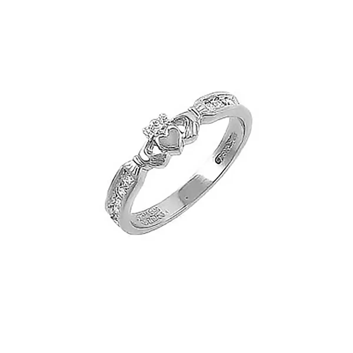 Claddagh Ring In White Gold With Brilliant Cut Diamond...