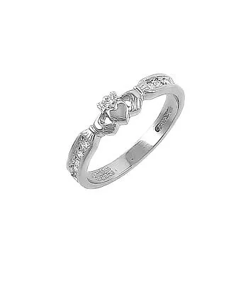 Claddagh Ring Wedding White Gold And Diamond 1 1