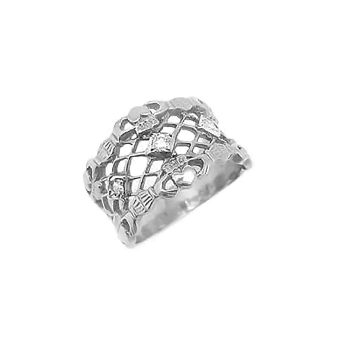 Fine 3 Stone Diamond Claddagh Wide Ring