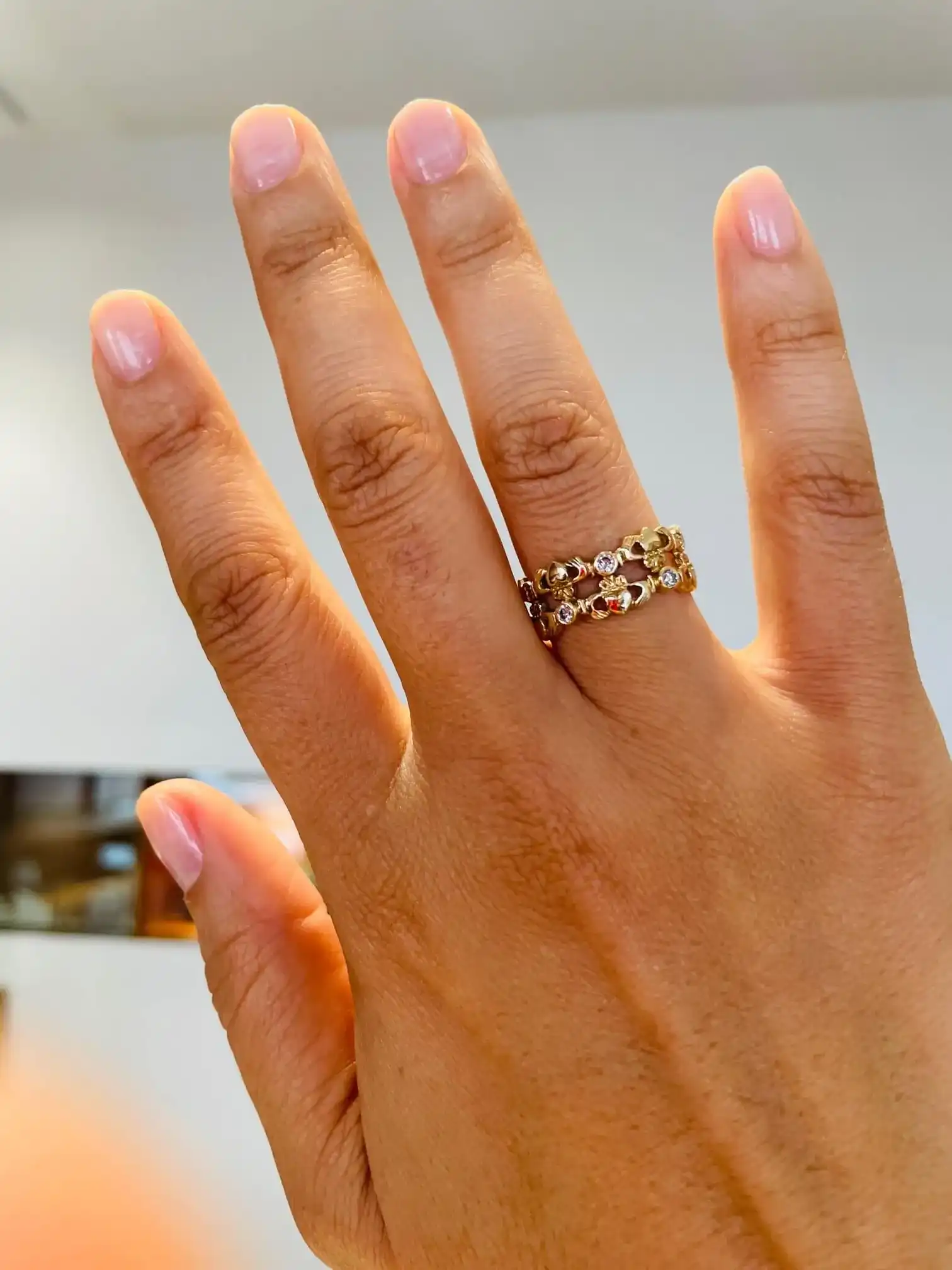 Claddagh Ring With 3 Diamonds Photo 9 