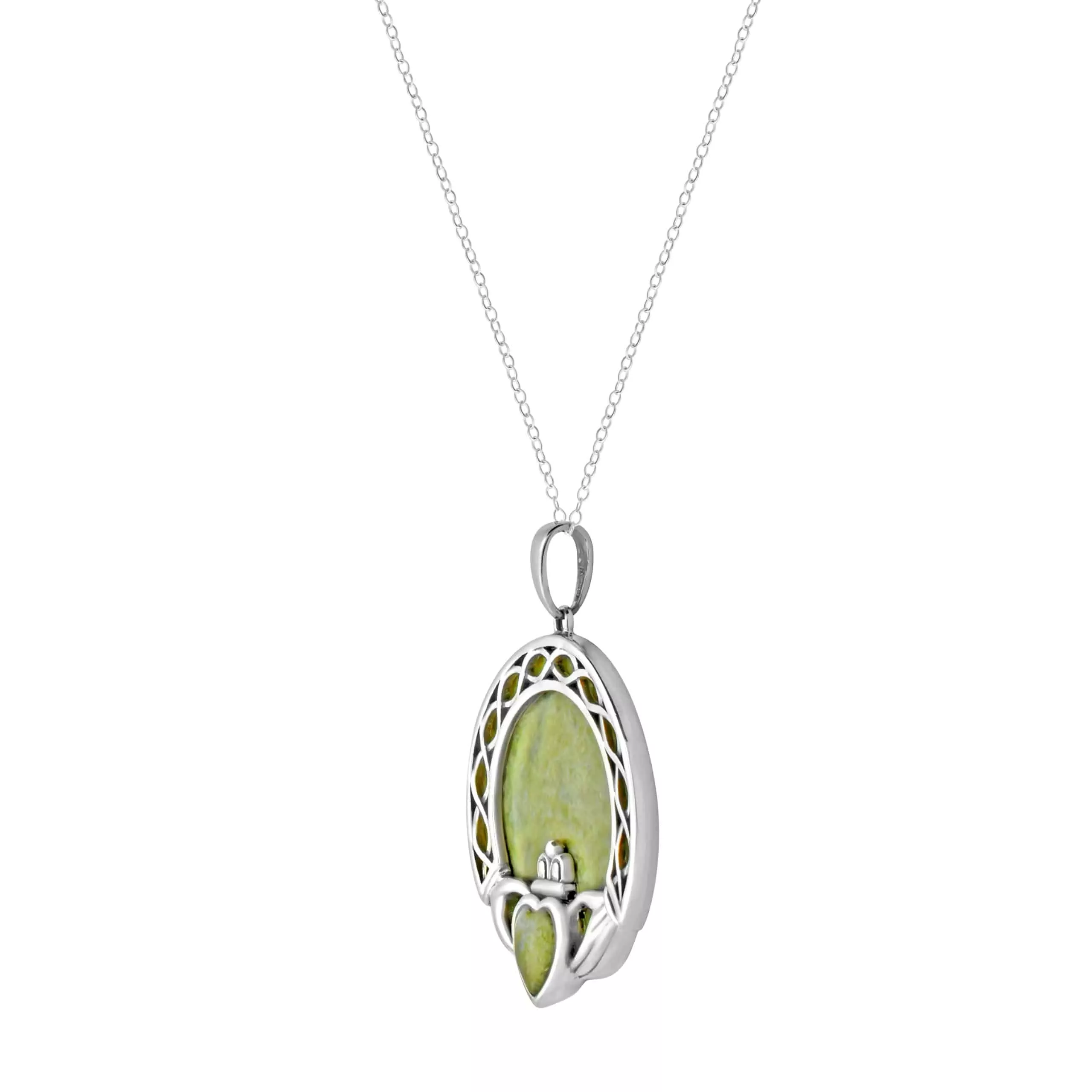 Connemara Marble Sterling Silver Claddagh Pendant Photo 7 