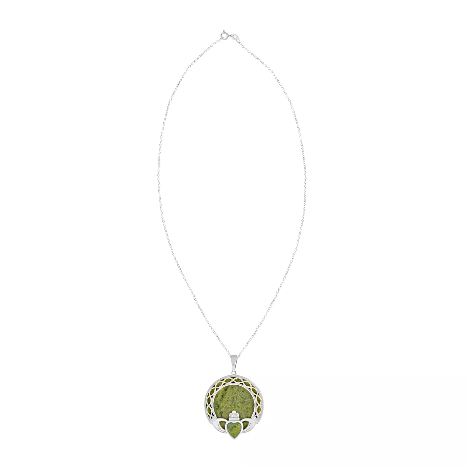 Connemara Marble Sterling Silver Claddagh Pendant Photo 6 
