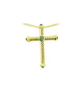 Emerald Ruby Cross Pendant On Chain Photo 1 