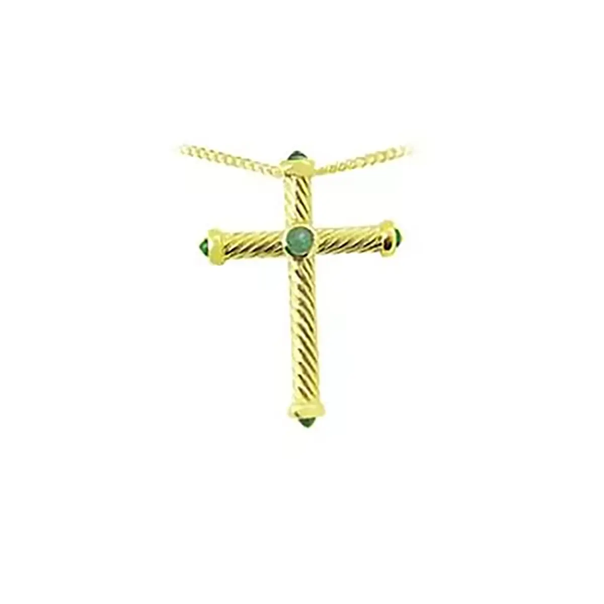 Emerald Ruby Cross Pendant On Chain...