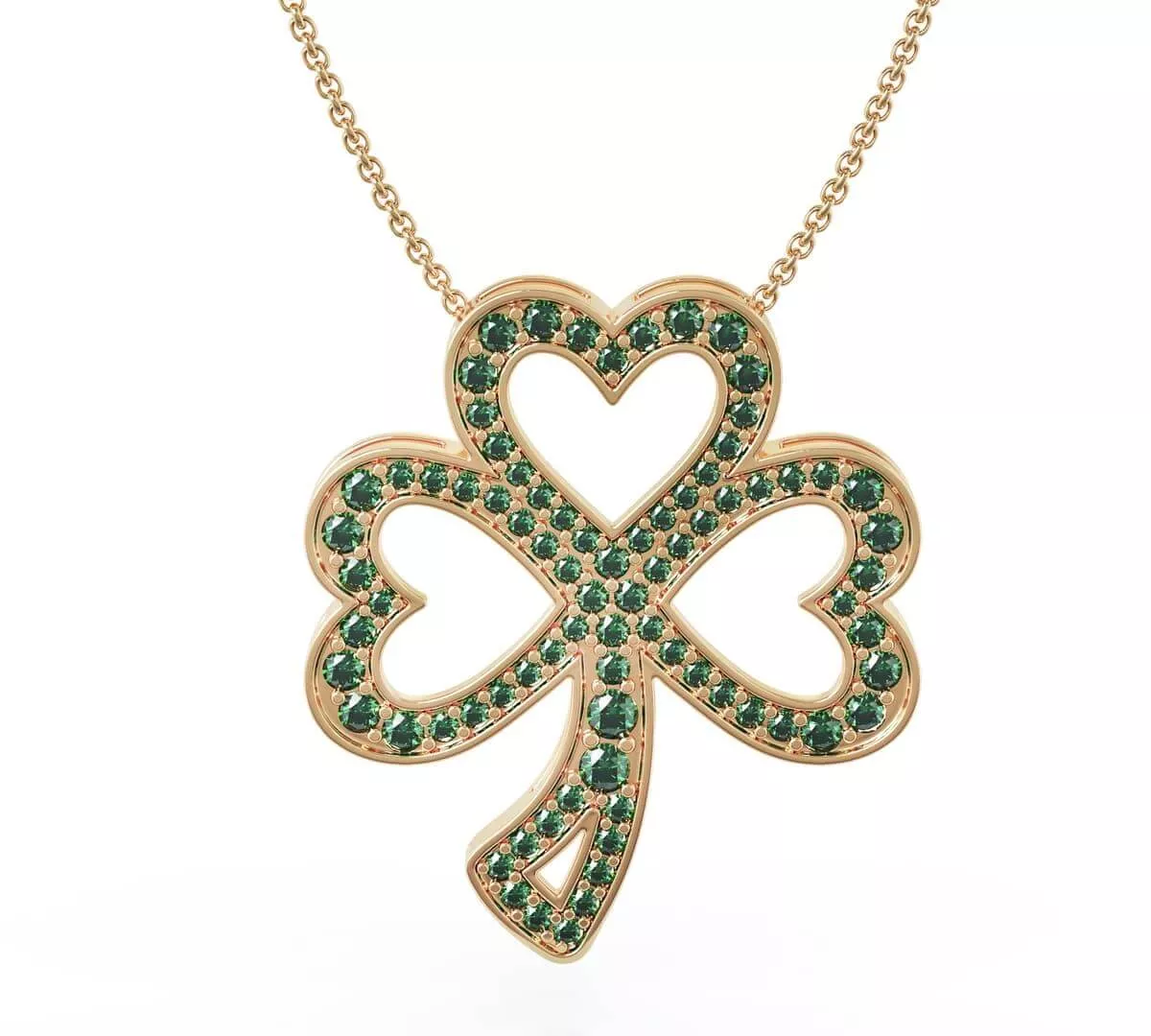 14k Yellow Gold Coloured Green Diamond Shamrock Pendant On Chain 3
