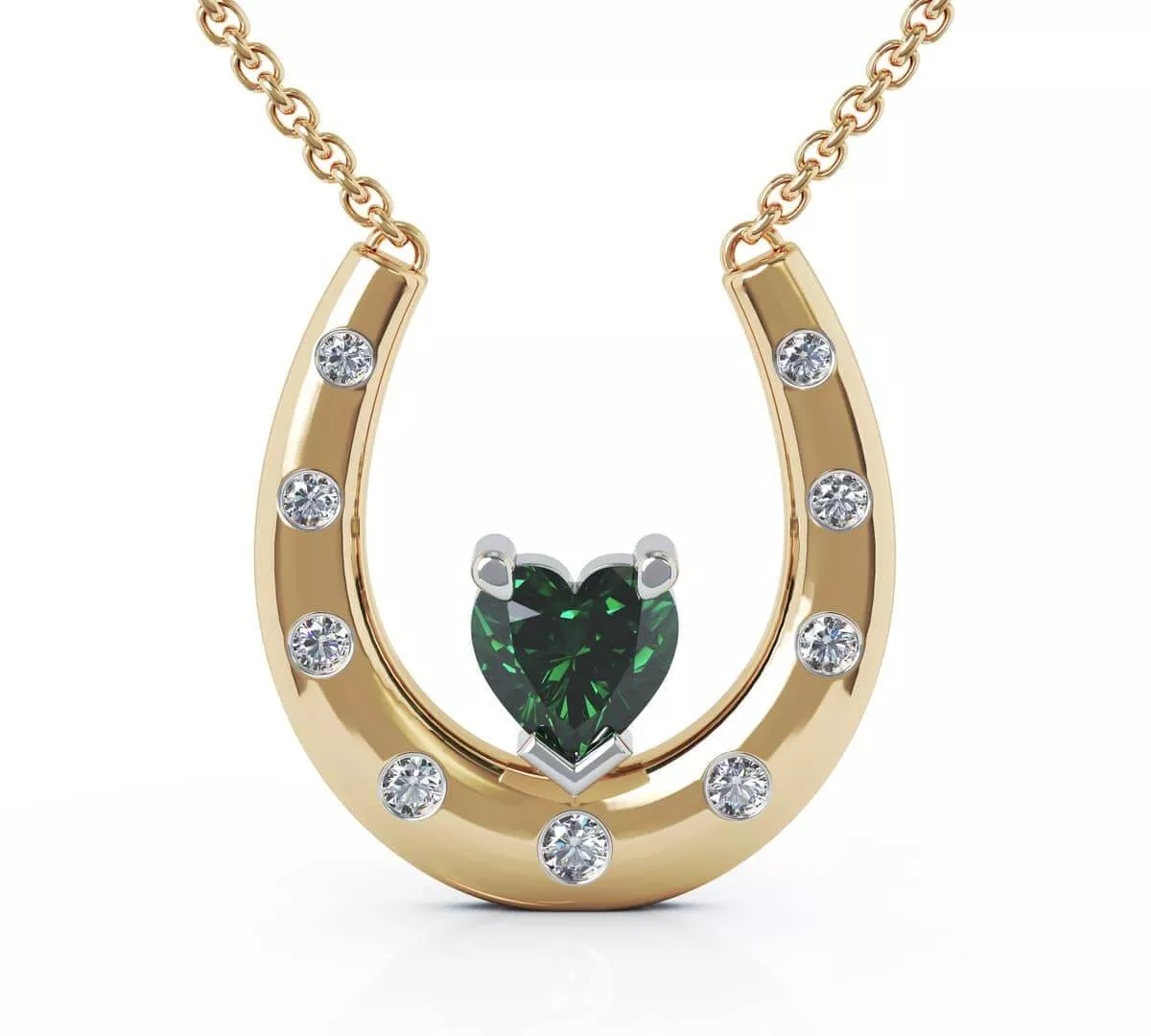 Emerald Diamond Horseshoe Necklace 2...