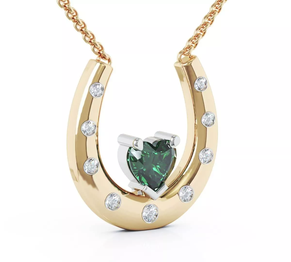 Emerald Diamond Horseshoe Necklace 3