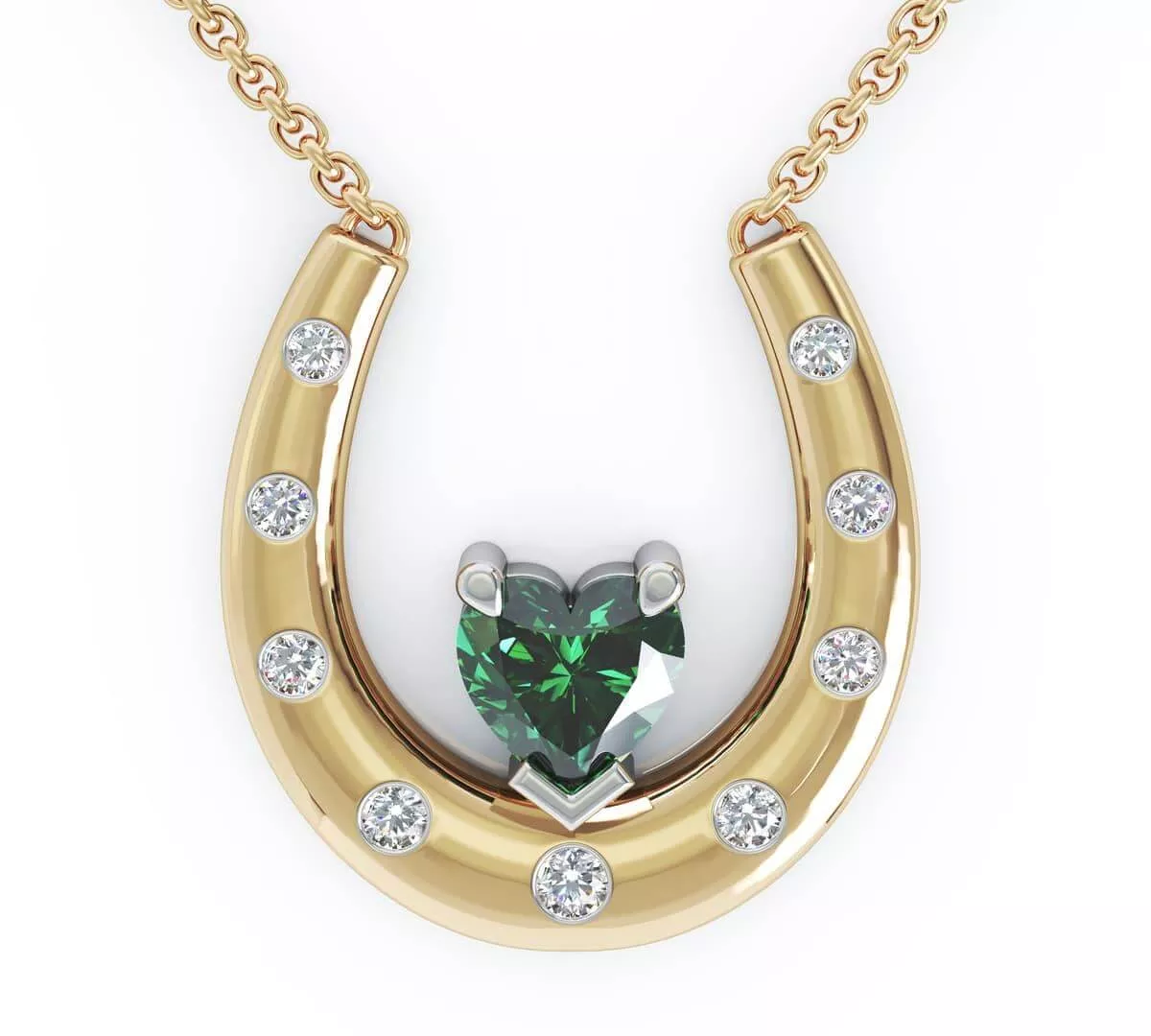 Emerald Diamond Horseshoe Necklace...