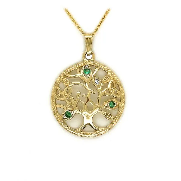 14K Yellow Gold Tree Of Life Pendant On Chain