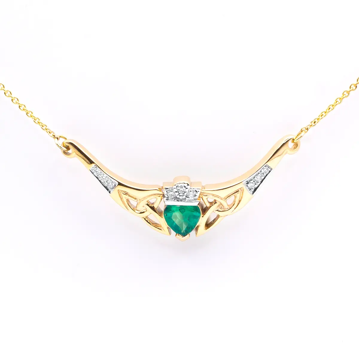 Sterling Silver Claddagh Cross Necklace with Emerald Green Cubic Zirco –  Aeon Jewellery