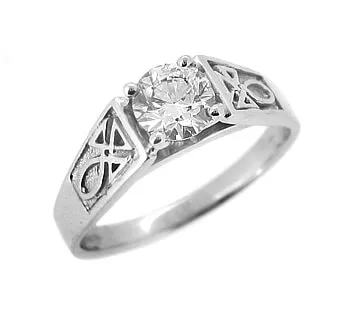 White Gold Single Stone Diamond Celtic Engagement Ring