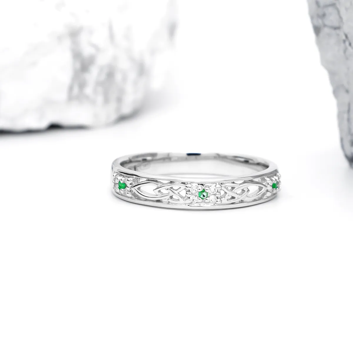 Wedding Band Ladies Emerald and Diamond Set
