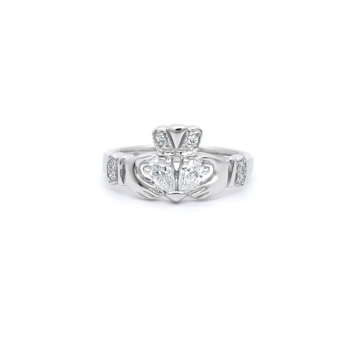 IJC00015 White Gold Diamond Claddagh Ring 01...