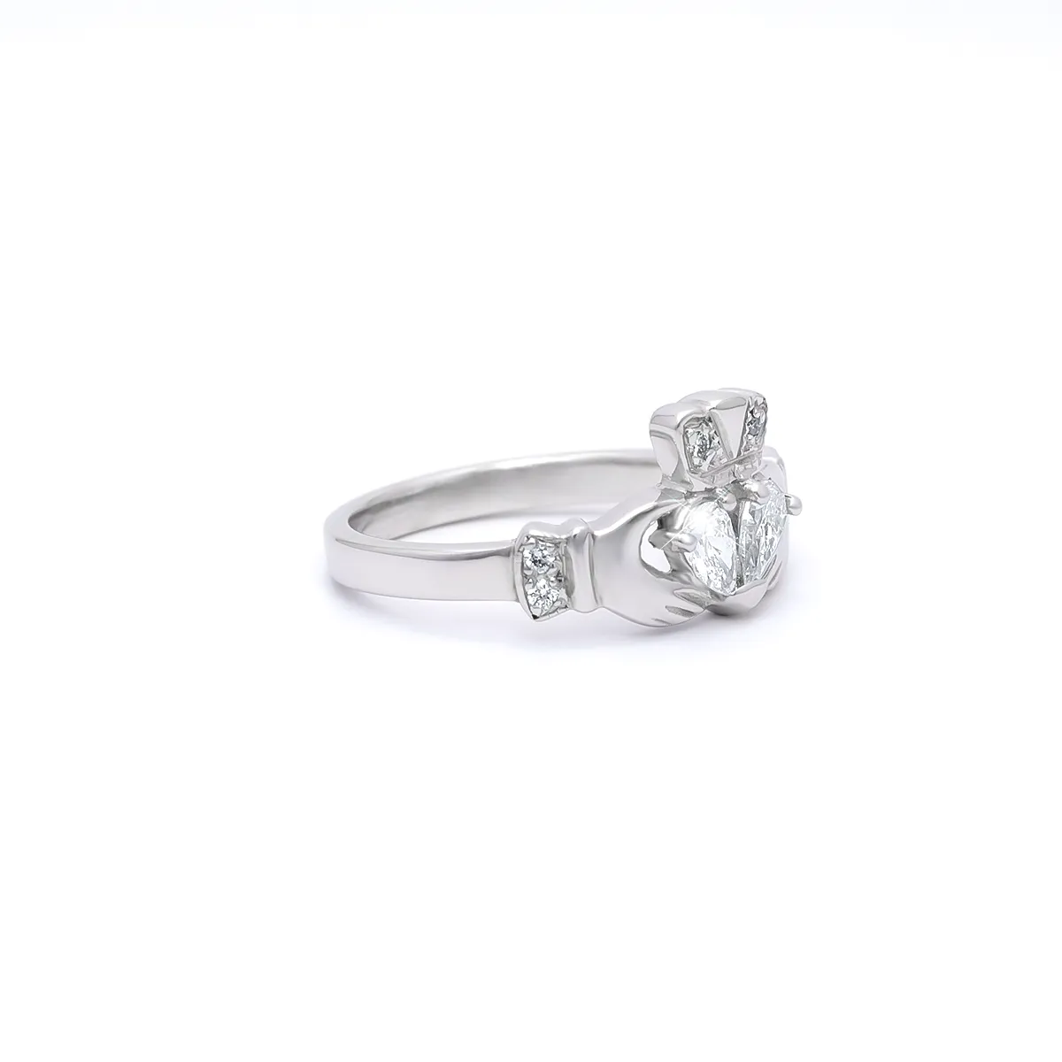 IJC00015 White Gold Diamond Claddagh Ring 03