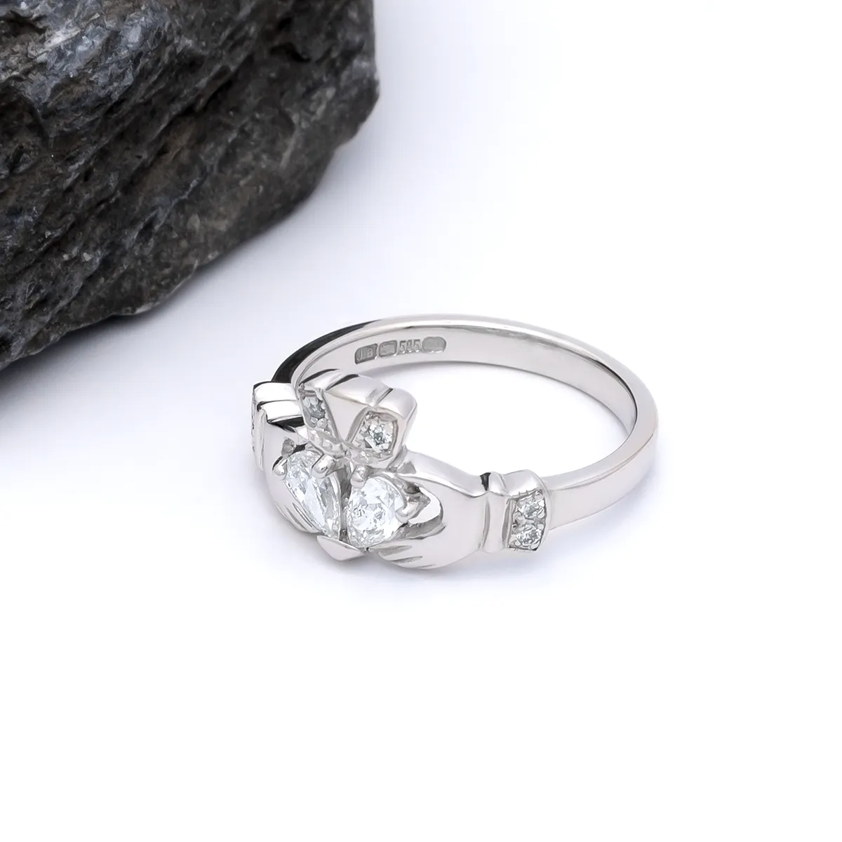 IJC00015 White Gold Diamond Claddagh Ring 04...