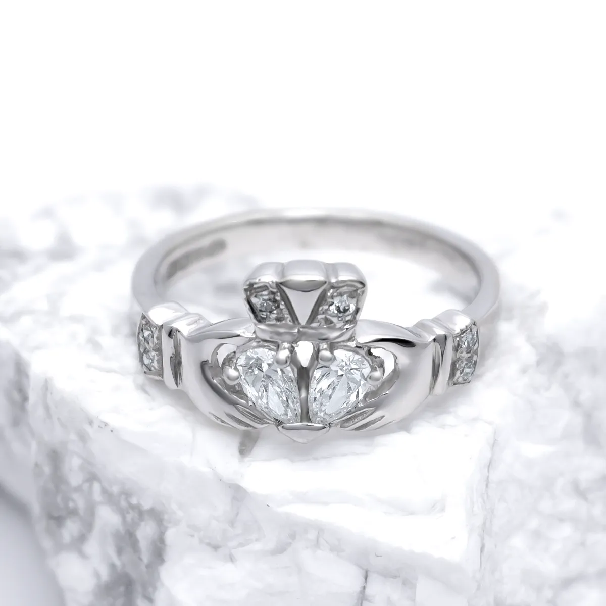 IJC00015 White Gold Diamond Claddagh Ring 05...