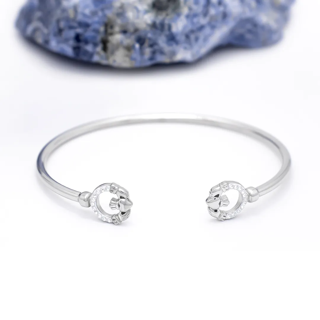 Silver Claddagh Bangle adorned with Swarovski Crystal...