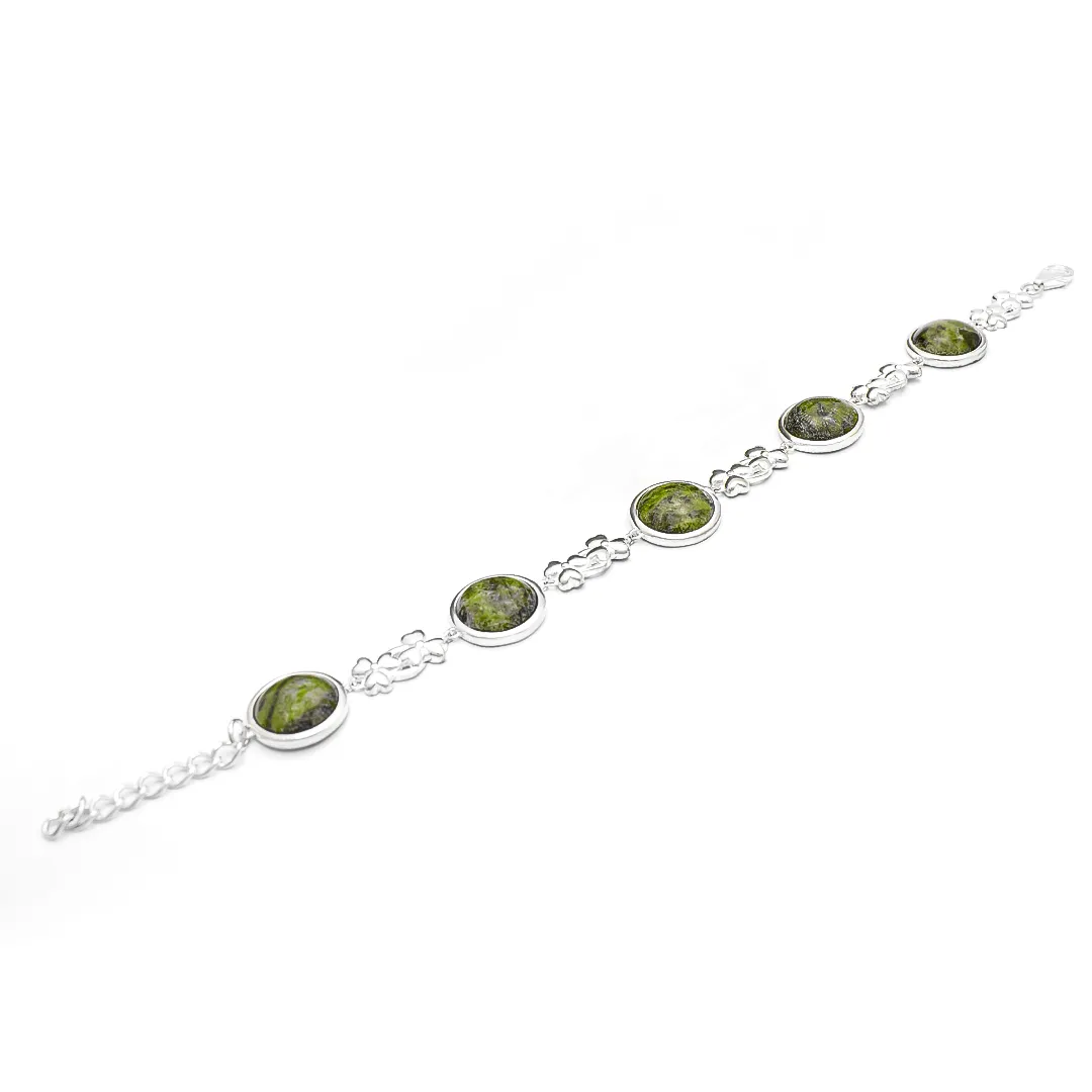 Connemara Marble Sterling Silver Shamrock Bracelet Photo 6 
