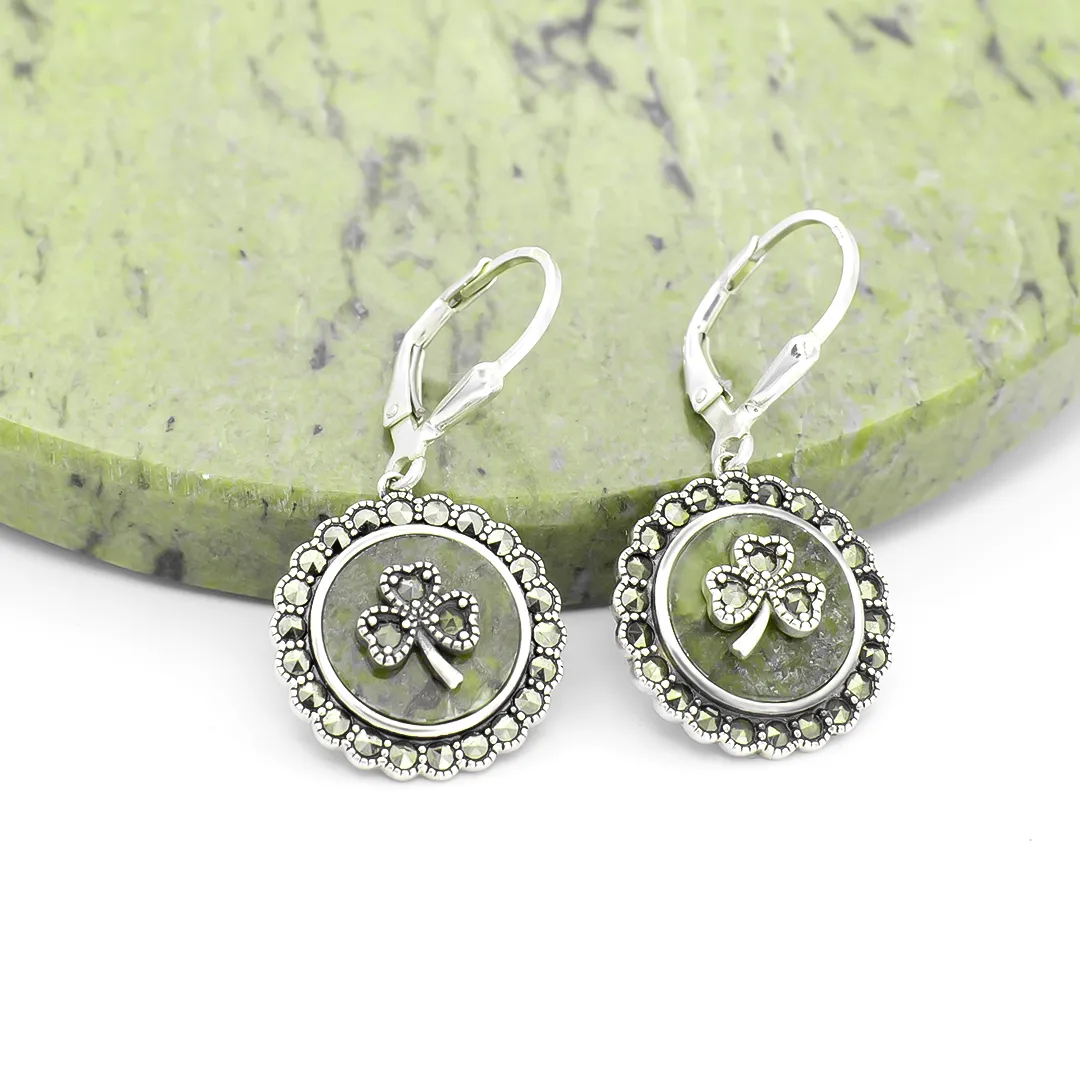 Gold Shamrock Earrings For Women Reffeer Solid 925 Sterling Silver Clover Earrings - Black CZ Studs For Women & Teens Moving Dough Accessories