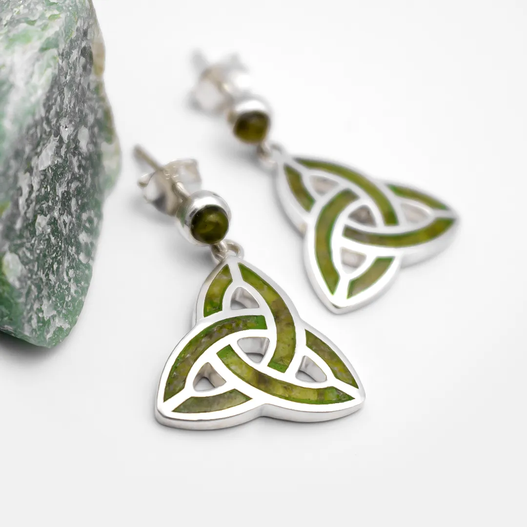 Connemara Marble Sterling Silver Trinity Knot Earrings...