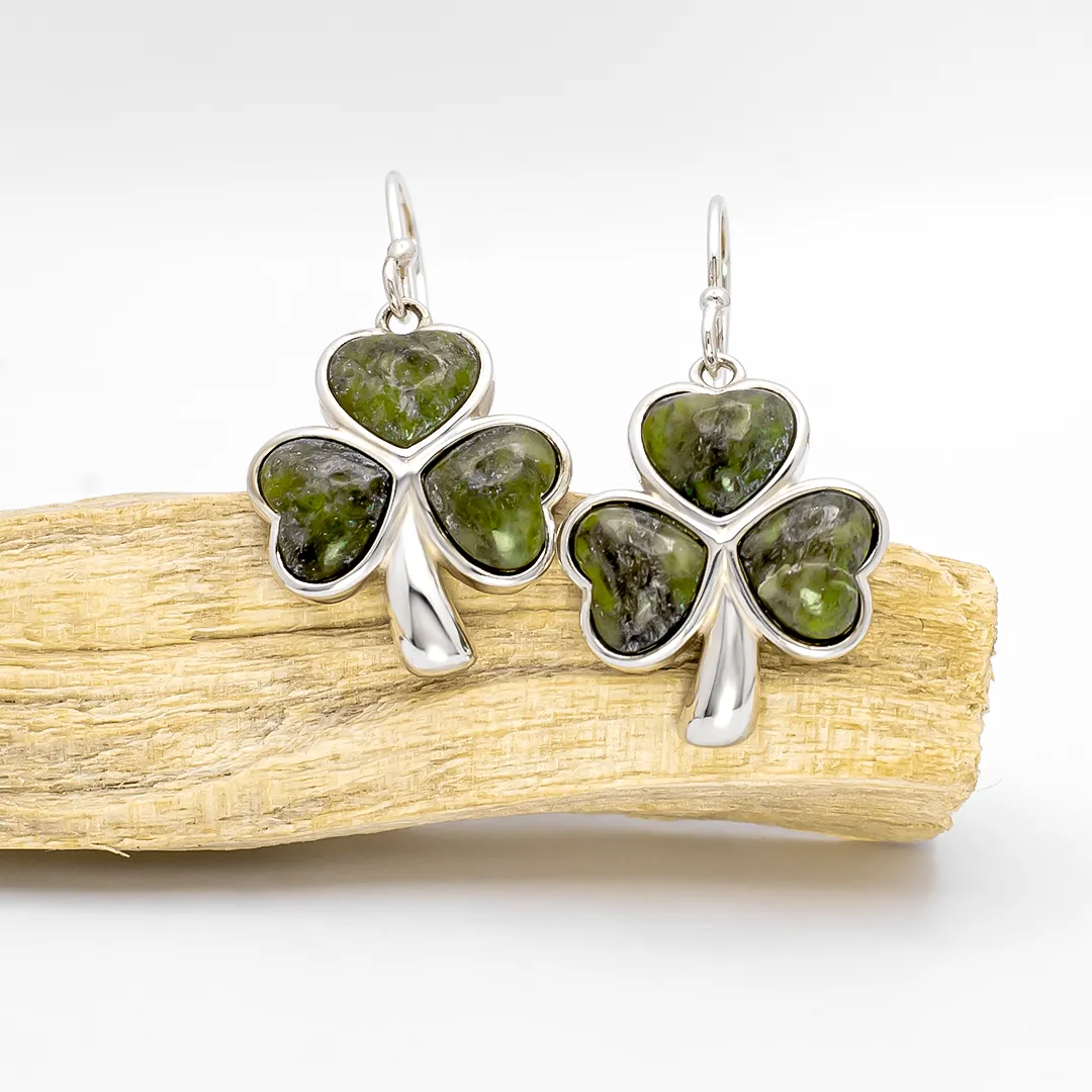 Connemara Marble Sterling Silver Shamrock Earrings...