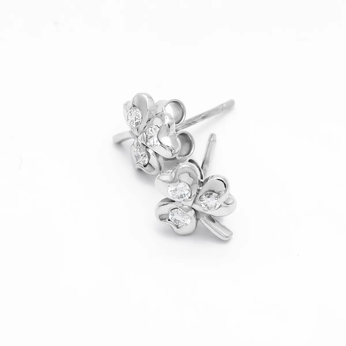 IJCE0014 White Gold Shamrock Earring 7...