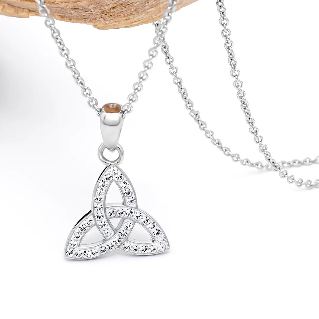 Sterling Silver Swarovski Trinity Knot Pendant...