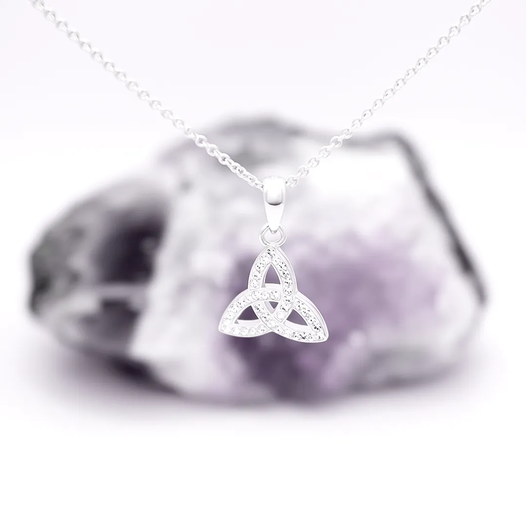Sterling Silver Trinity Knot Pendant with Crystals Photo 2 