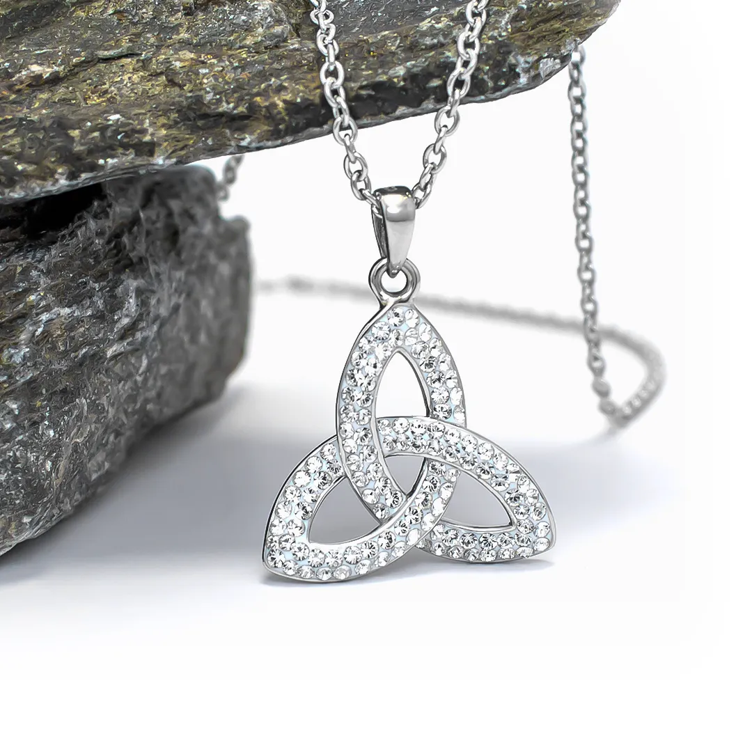 Trinity Knot Necklace Embellished with Crystals