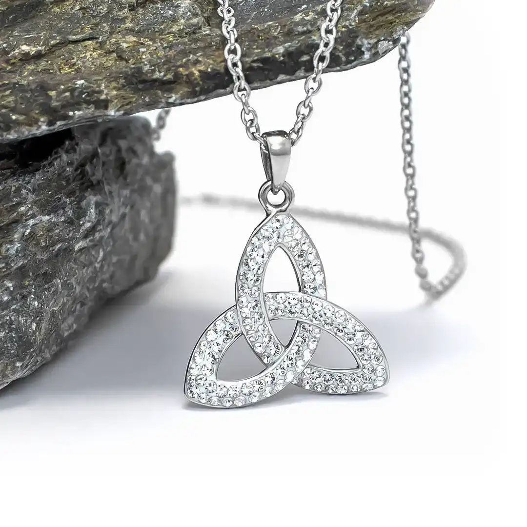Trinity Knot Necklace Embellished with Crystals