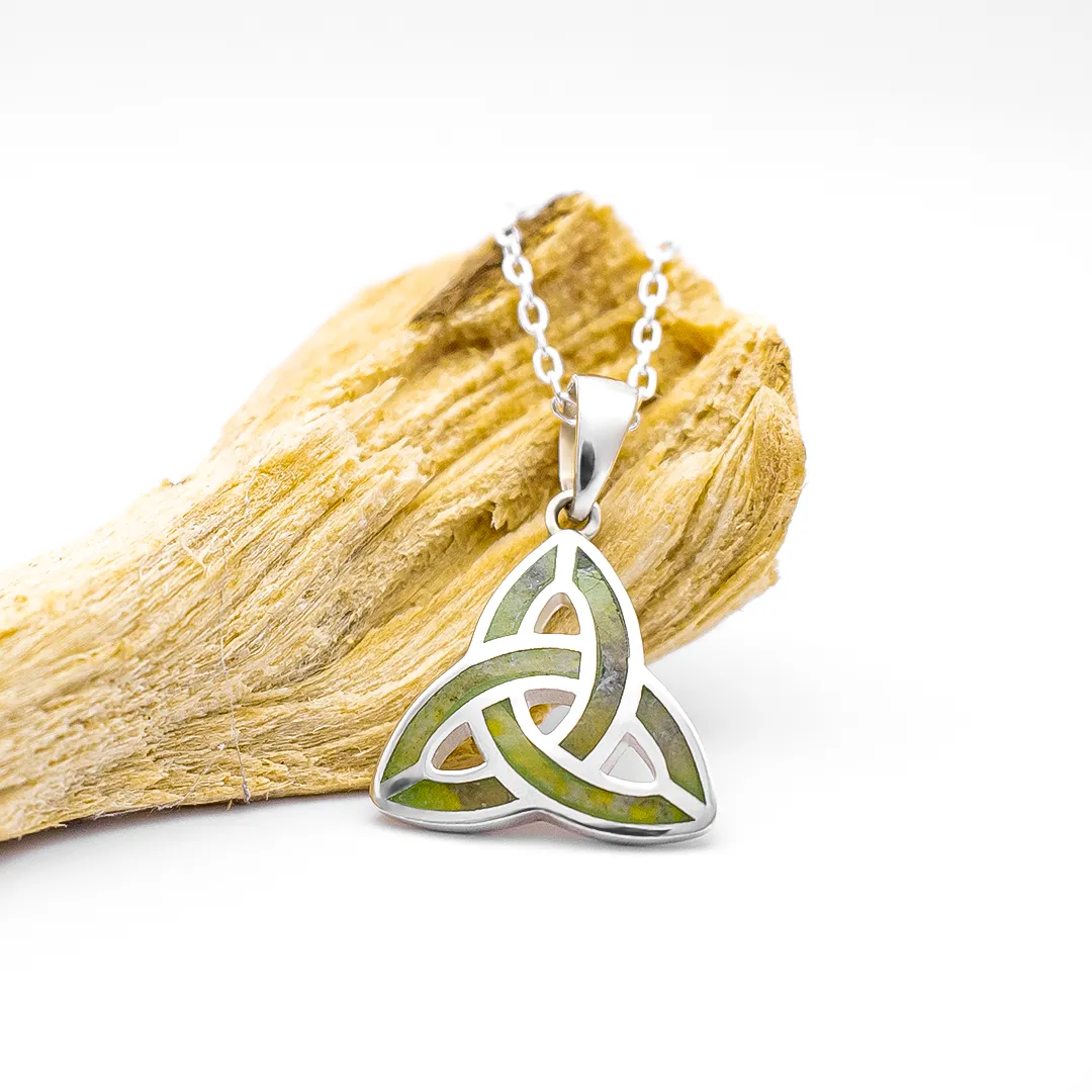 Connemara Marble Sterling Silver Trinity Knot Pendant...