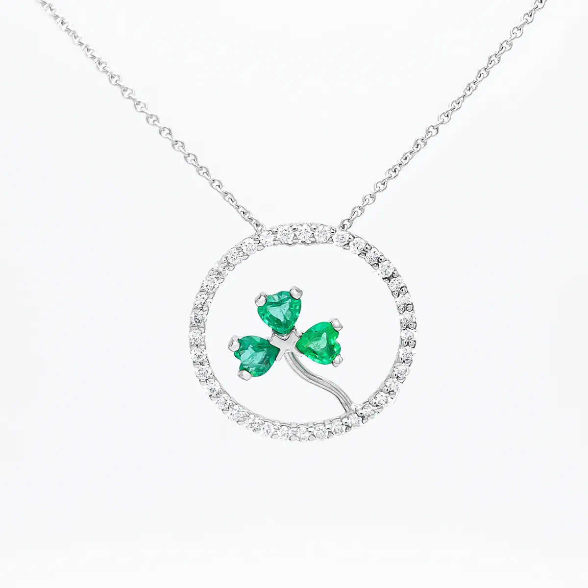 IJCP00028 Diamond Emerald Shamrock Pendant 1...