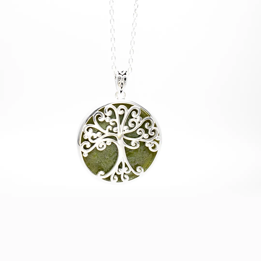 Connemara Marble Necklet Disc & Tree of Life Silver Pendant – The Celtic  Ranch