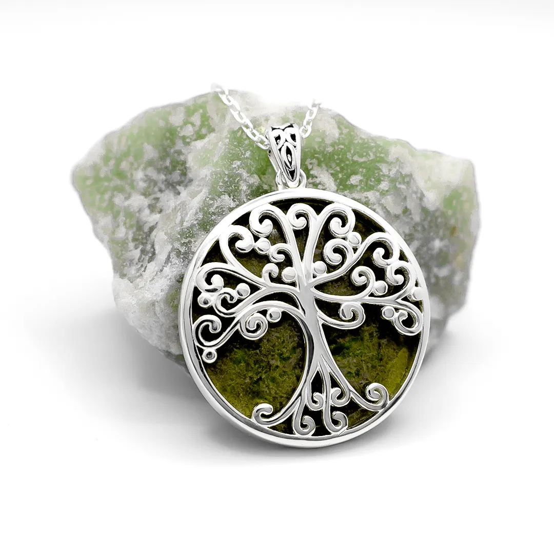 Connemara Marble Sterling Silver Reversible Tree of Life Pendant...