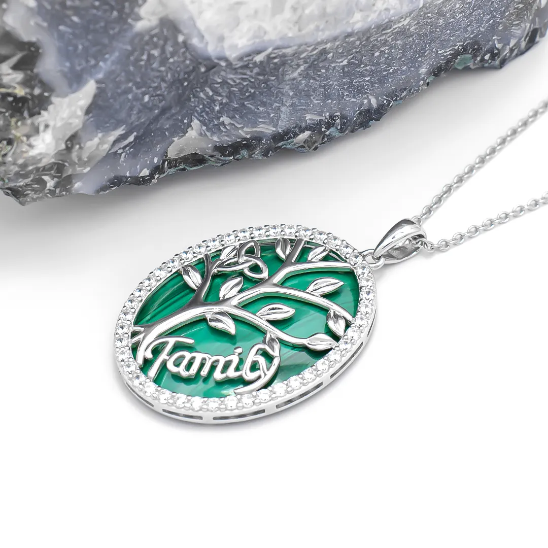 Malachite Tree Of Life Family Pendant 2...