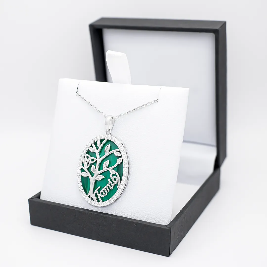 Malachite Tree Of Life Family Pendant 4...