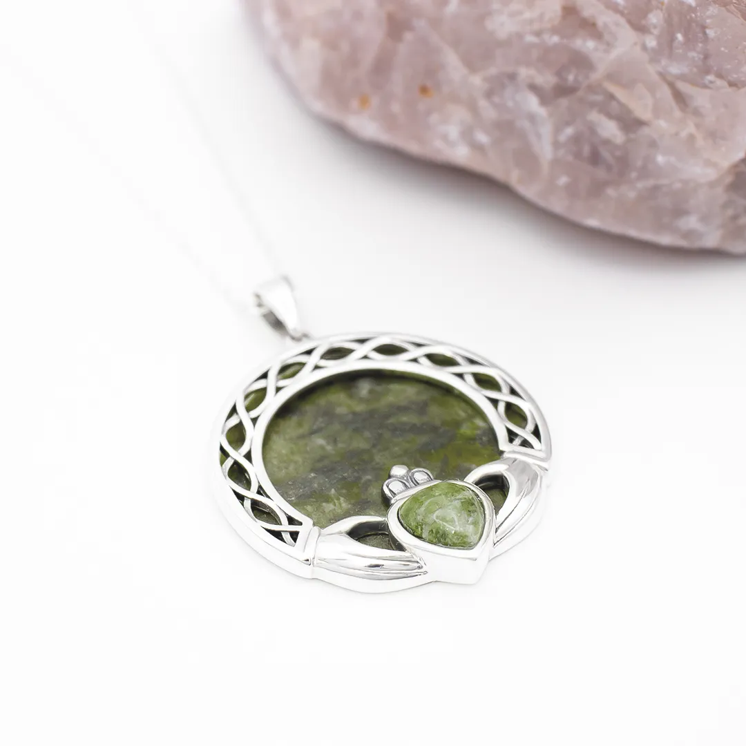 Claddagh Necklace Connemara Marble 3...