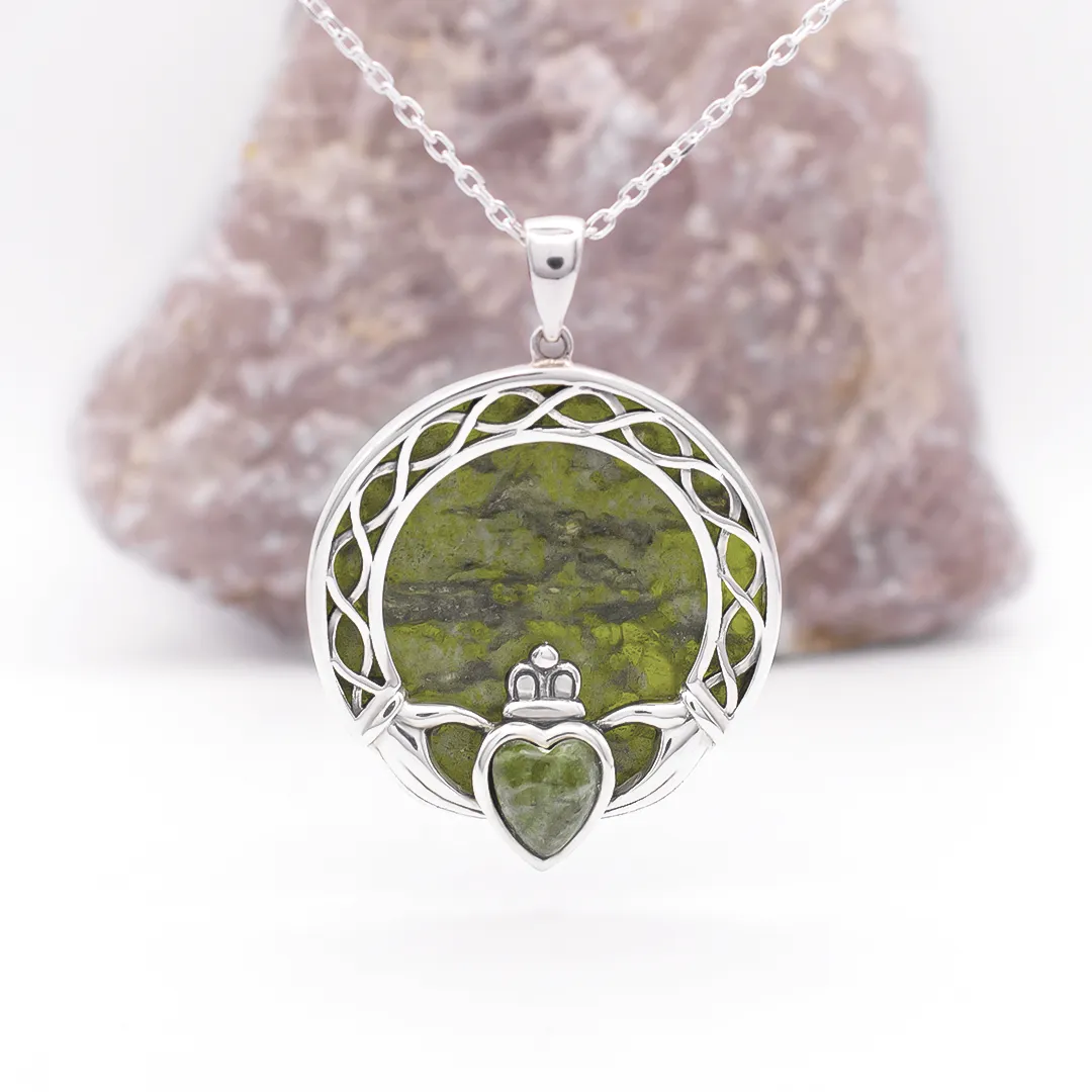 Claddagh Necklace Connemara Marble 5