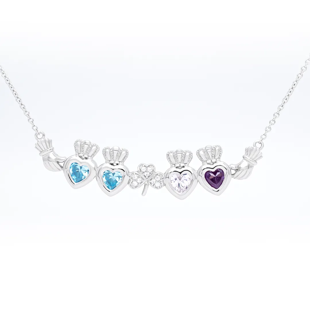 Claddagh Necklace 4 Heart Stones 1