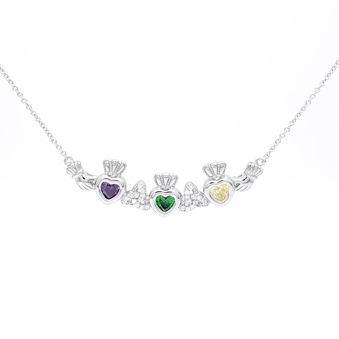Claddagh Necklace 3 Heart Stones 1