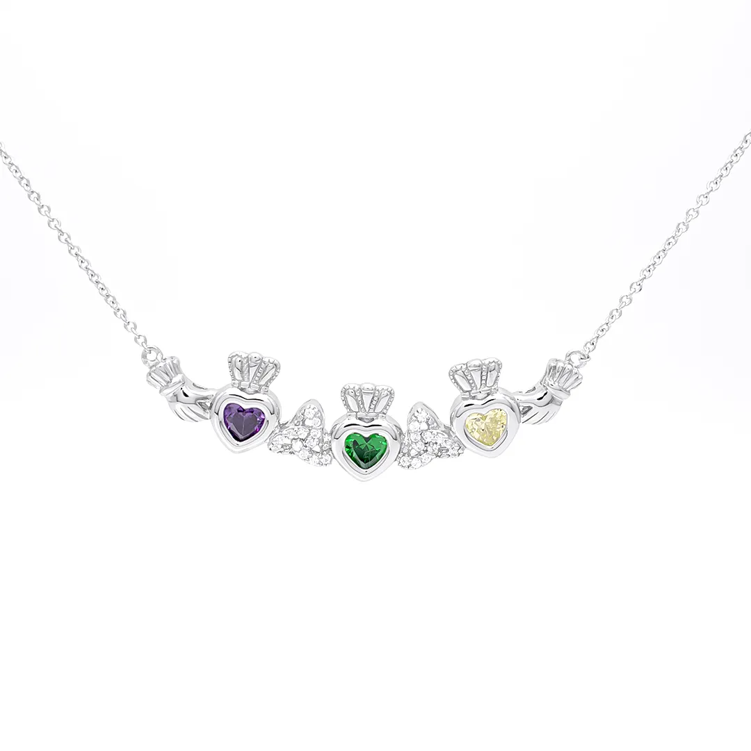 Claddagh Necklace 3 Heart Stones 1...