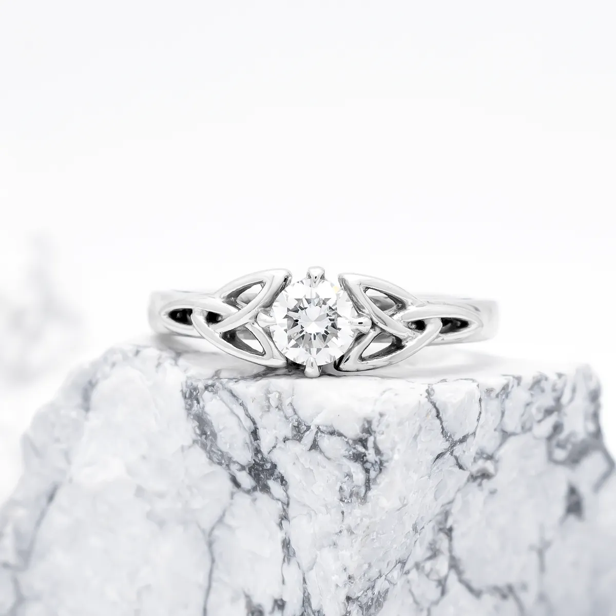 White Gold Diamond Celtic Engagement Ring 
