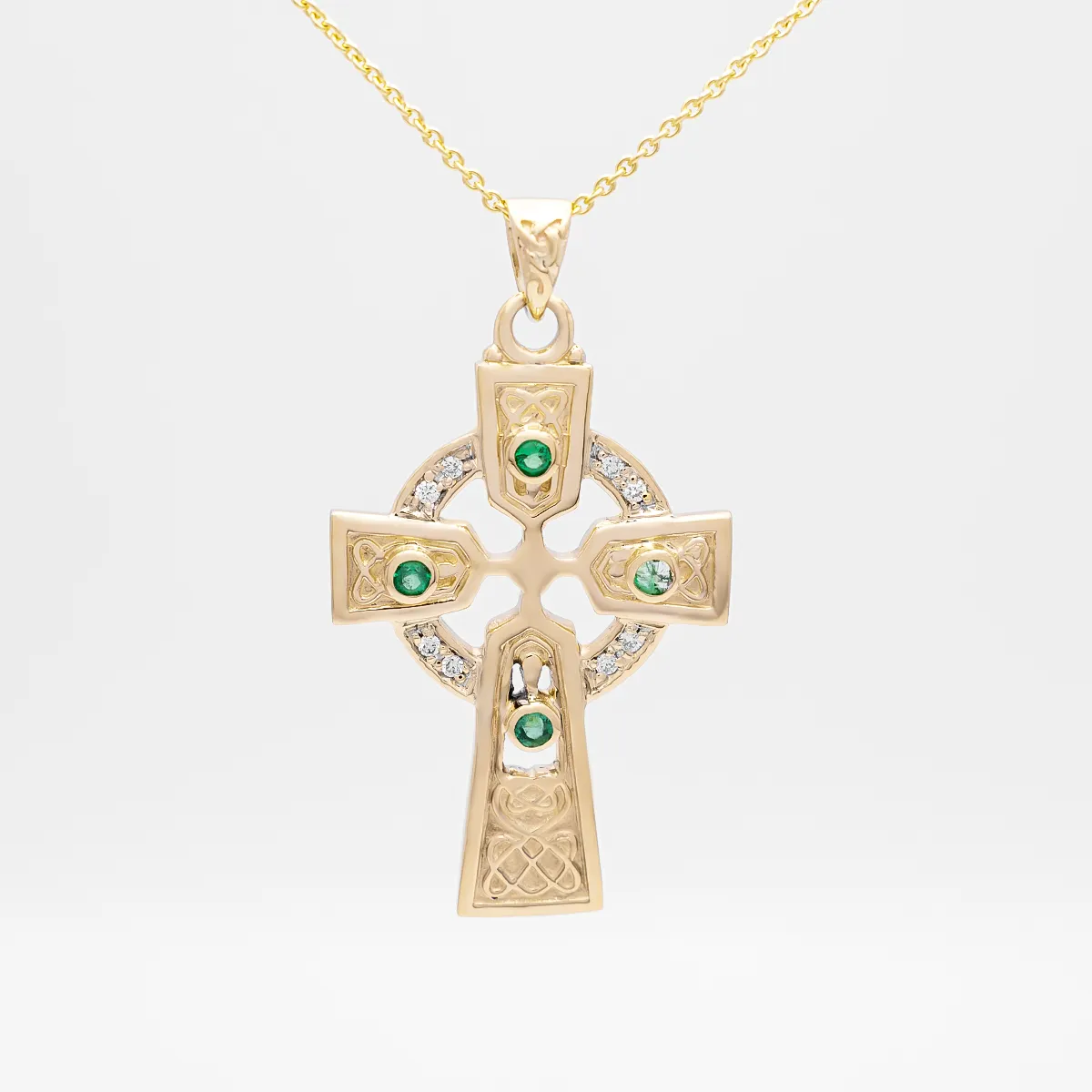 Yellow Gold Celtic Cross Pendant Emerald 1...