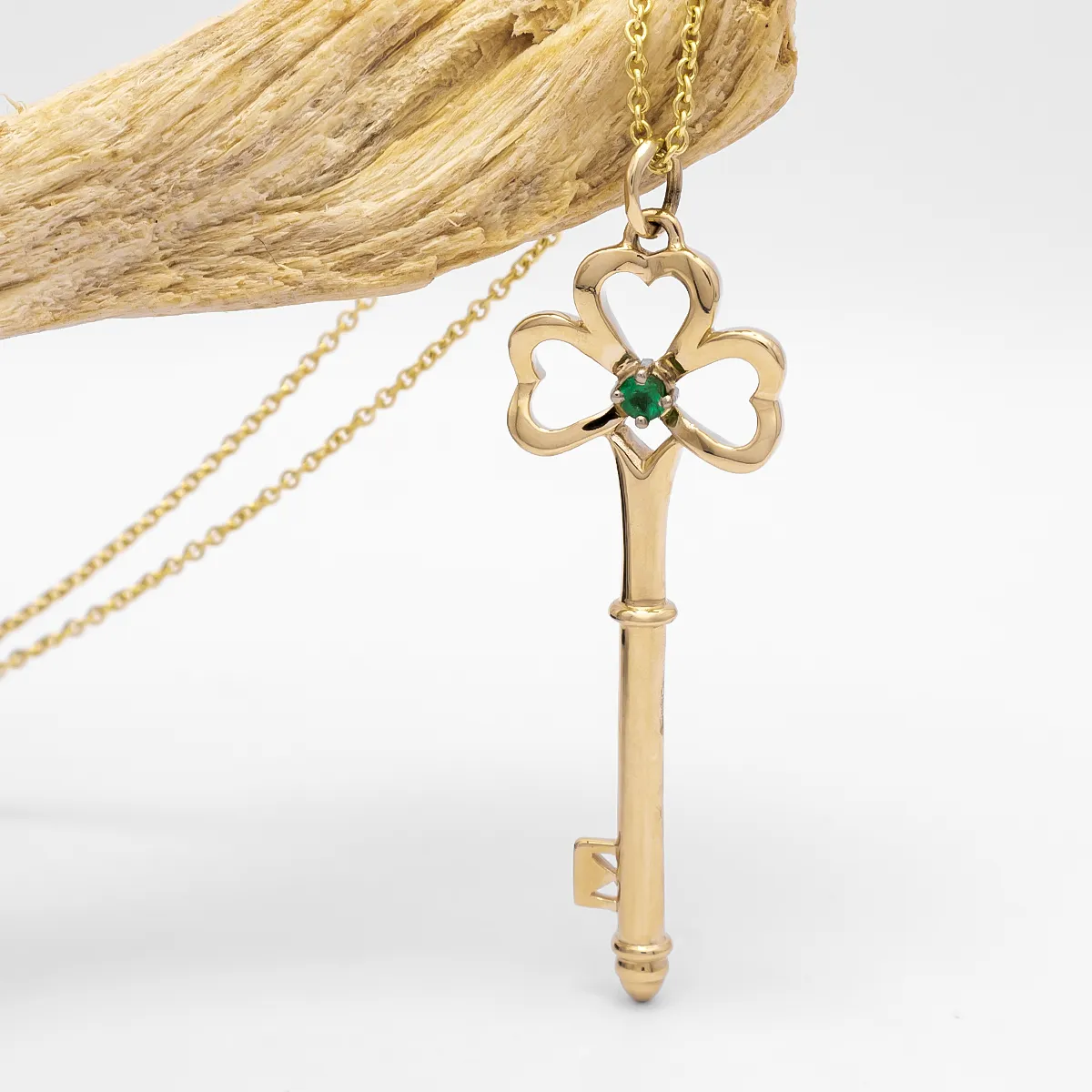 Emerald Shamrock Key Pendant...