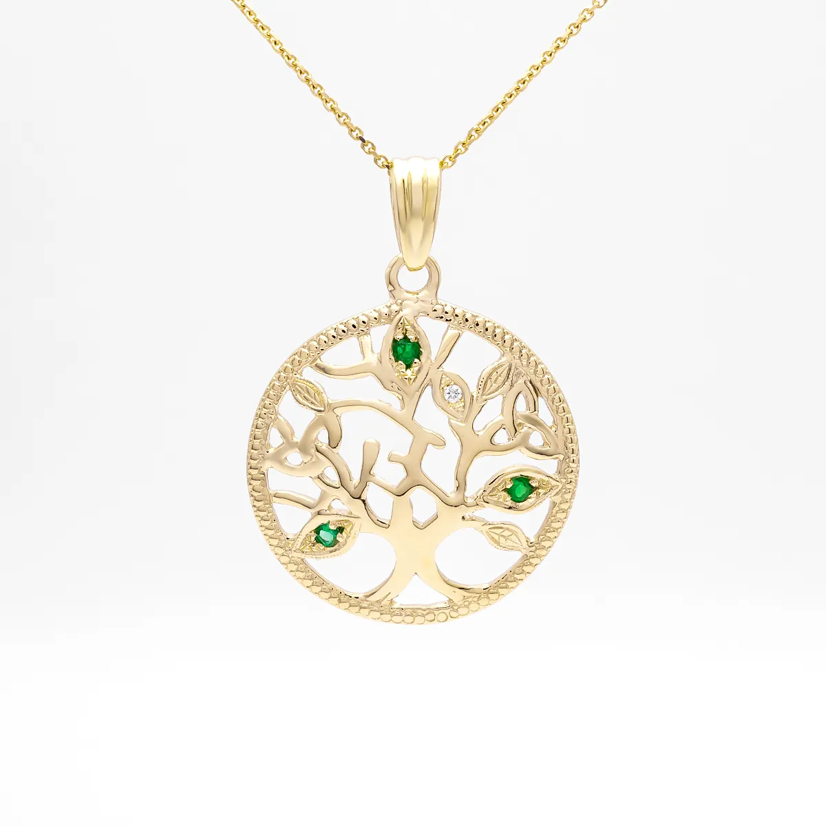 Gold Emerald Tree Of Life Pendant 1...