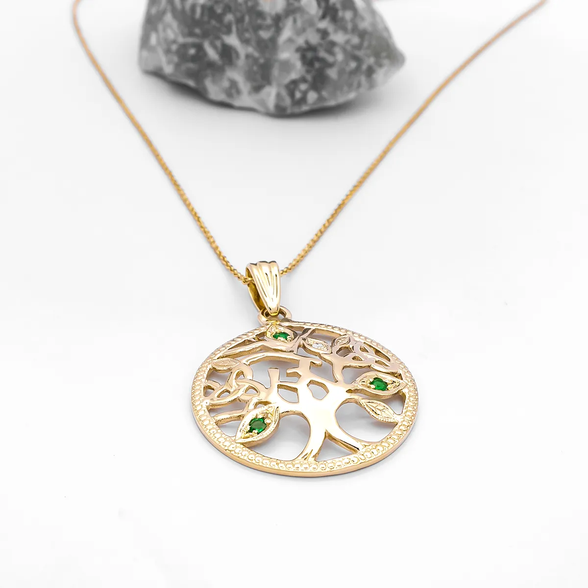 Gold Emerald Tree Of Life Pendant 2...