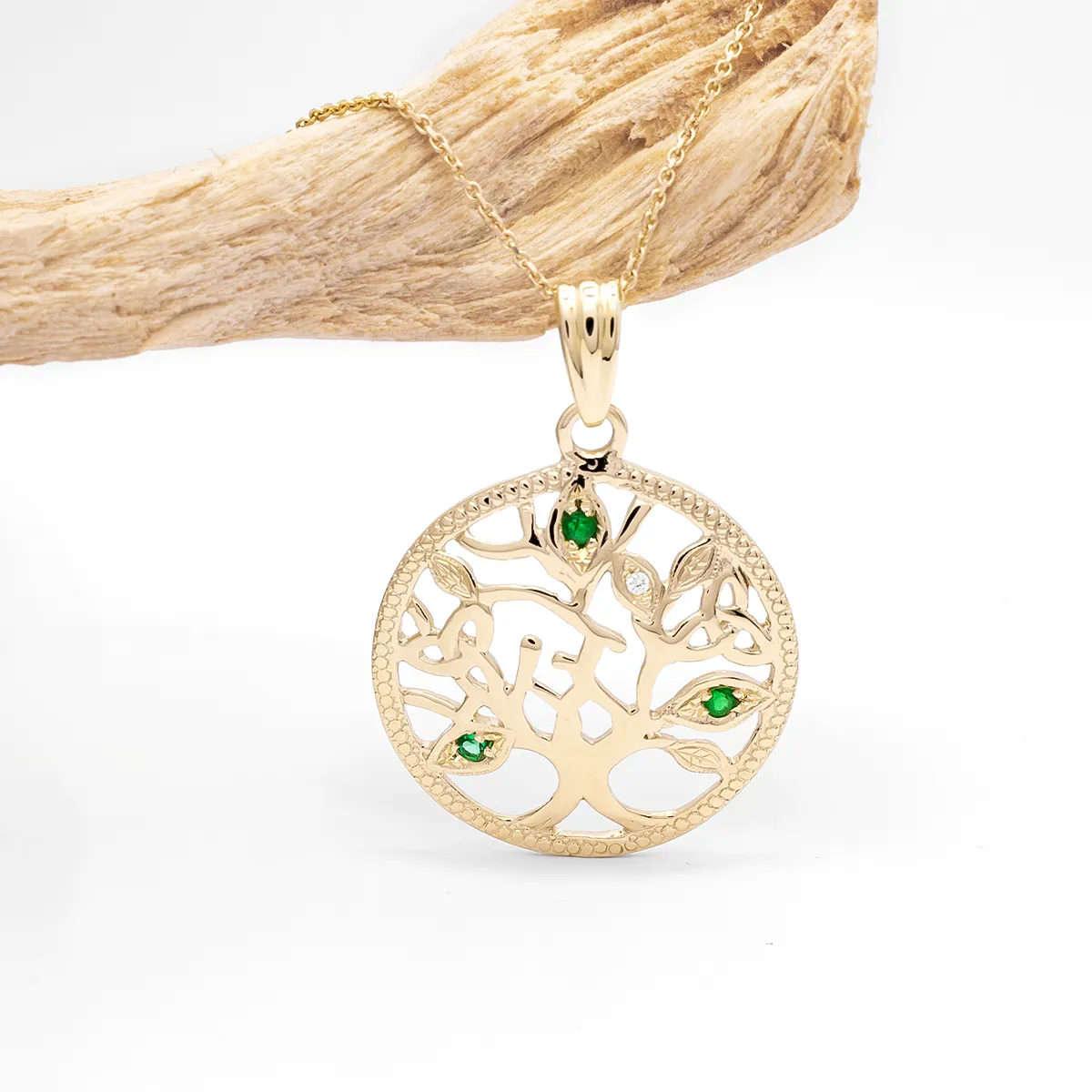 Gold Emerald Tree Of Life Pendant 5...