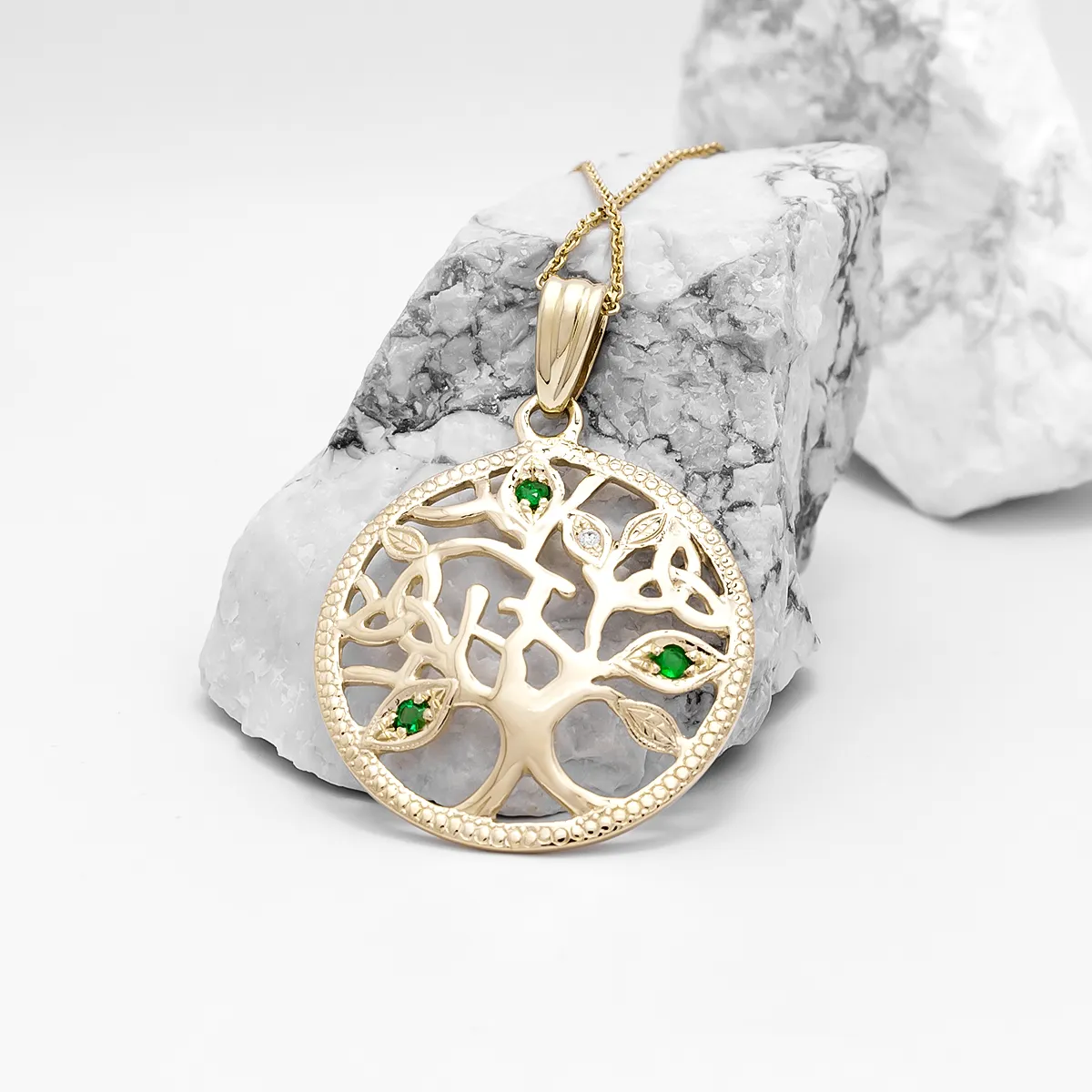 Yellow Gold Tree Of Life Pendant On Chain